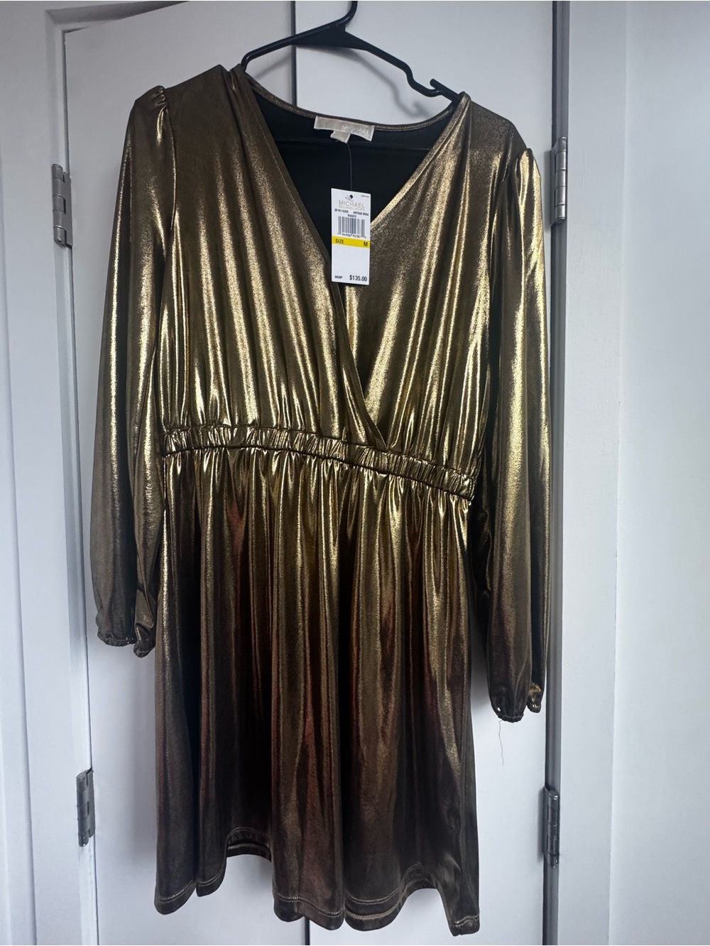 NWT MICHAEL Michael Kors Metallic Gold Mini Dress -  Women’s Medium